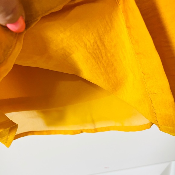 Mustard Cami size 40 (lg). Satin like material. Lined. EUC. Scalloped neckline. - Picture 3 of 4